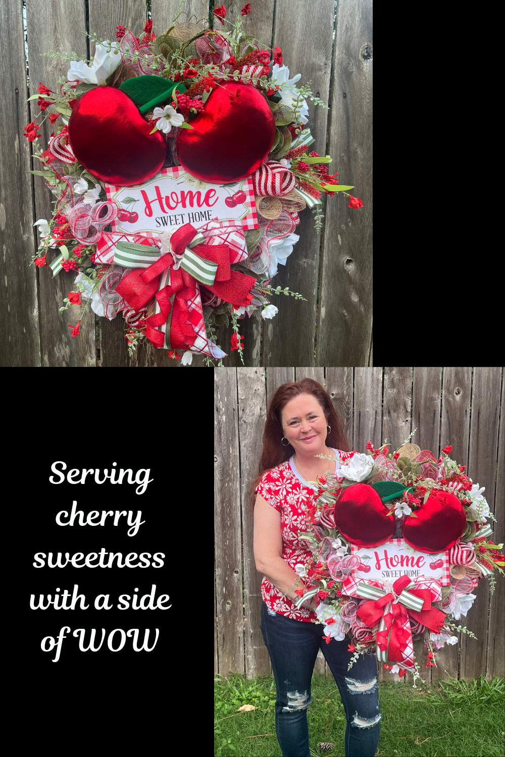 Cherry Front Door Wreath – Whimsical Fruit Decor for Front Porch & Kitchen Theme