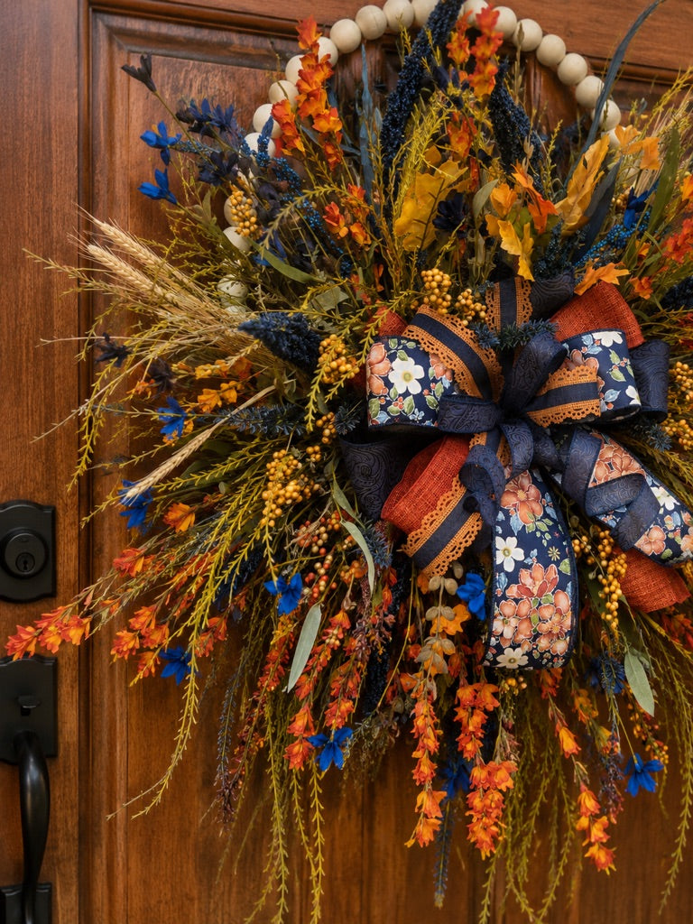 Fall Floral Wreath Rustic Farmhouse Door Decor Autumn Living Room Wall Art Thanksgiving Wreath