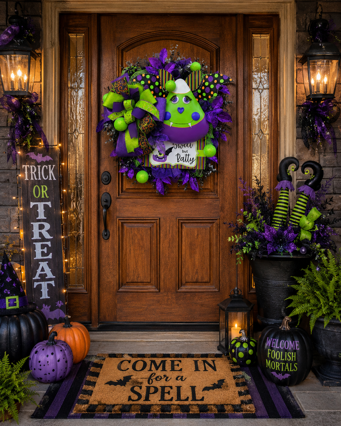 Halloween Candy Corn Bat Wreath, Spooky Front Door Decor, Fall Wreath with Bats, Candy Corn Halloween Wreath, Halloween Front Door Decor