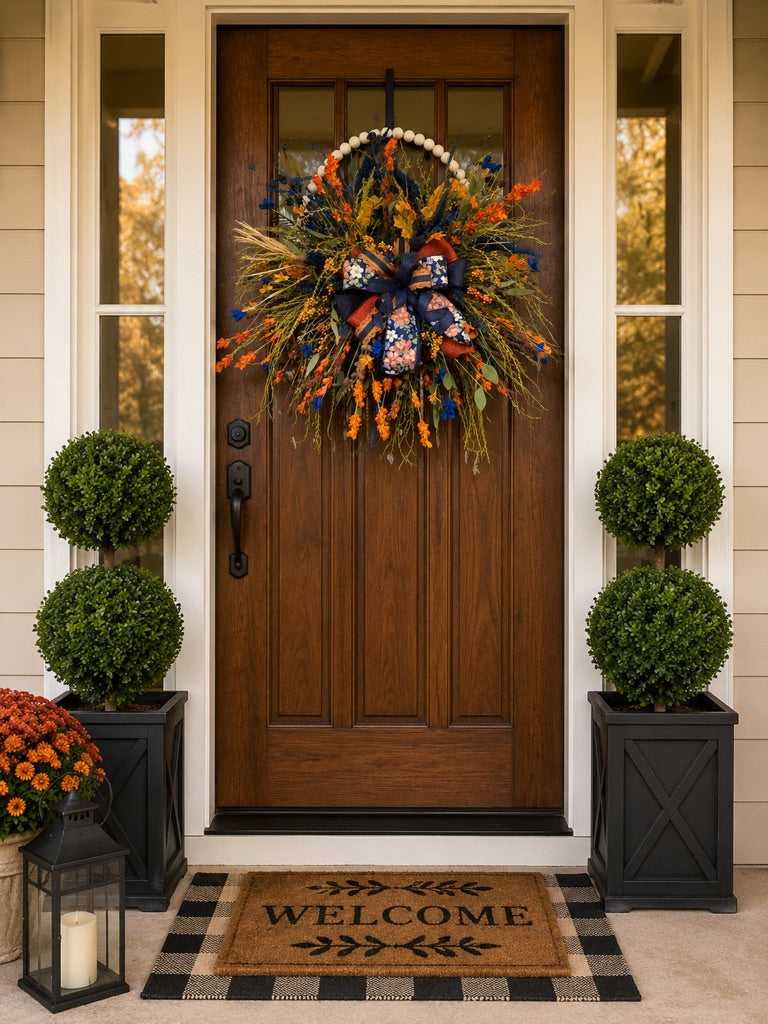 Fall Floral Wreath Rustic Farmhouse Door Decor Autumn Living Room Wall Art Thanksgiving Wreath