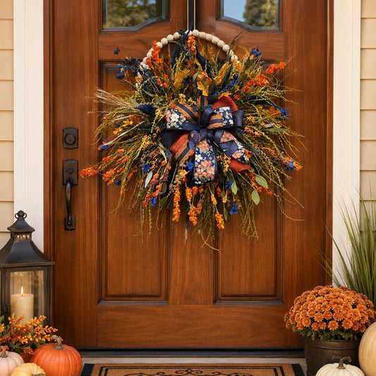 Fall Floral Wreath Rustic Farmhouse Door Decor Autumn Living Room Wall Art Thanksgiving Wreath