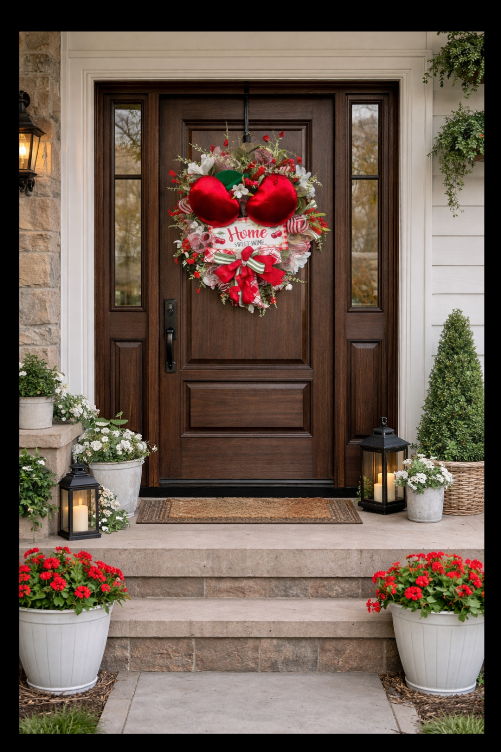 Cherry Front Door Wreath – Whimsical Fruit Decor for Front Porch & Kitchen Theme