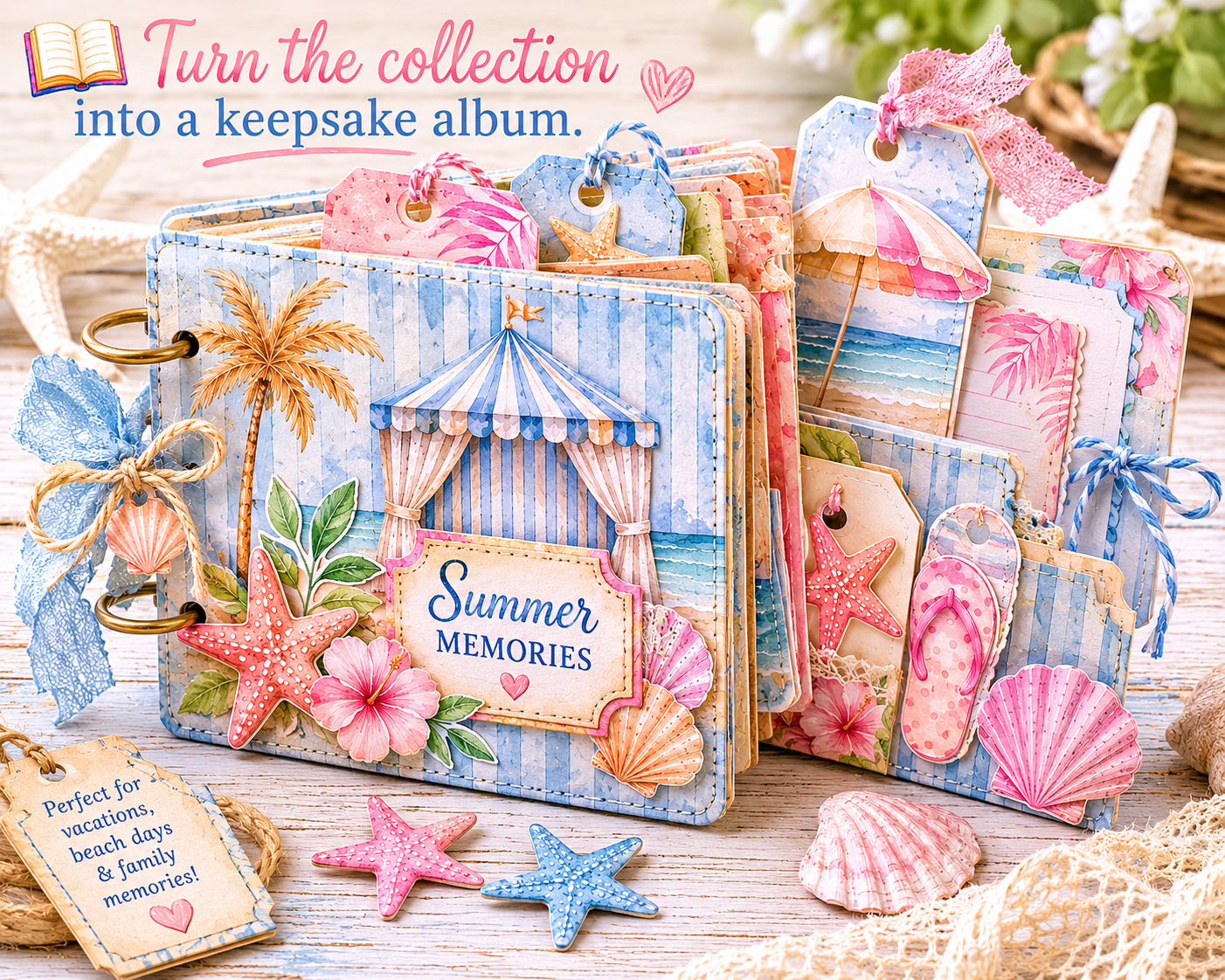 Coastal Dreams Digital Paper Craft Collection -Printable Kit