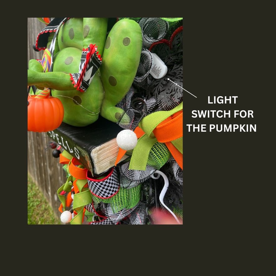 Dr. Frogger the Wizard Halloween Wreath, XL Designer Wreath for the Front Door, Halloween Decor