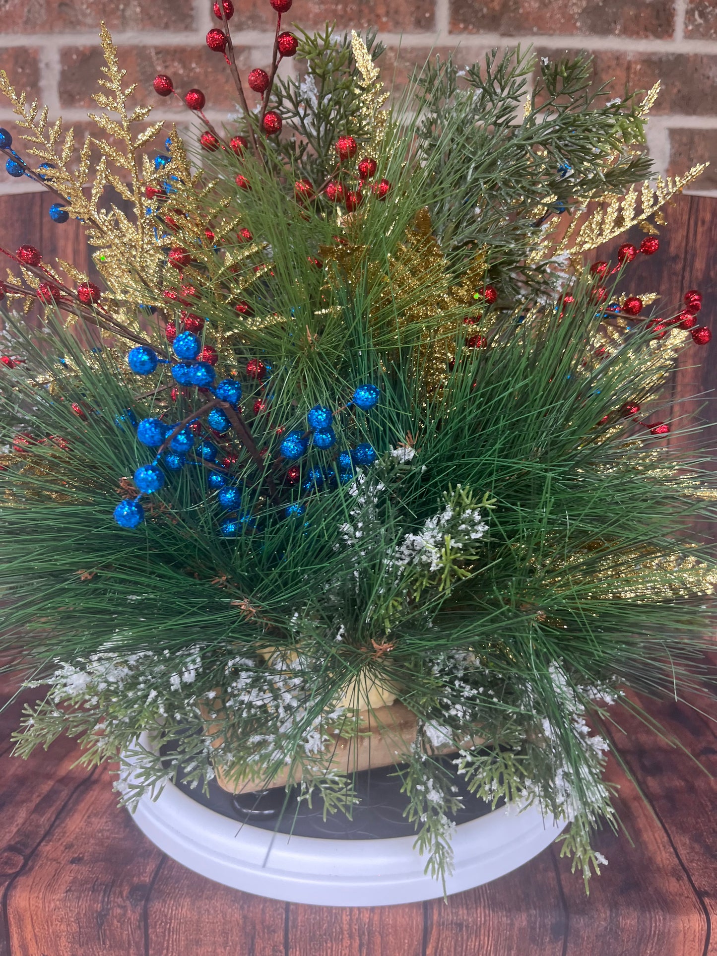 Festive Nutcracker Drum Floral Arrangement – Christmas Regal Centerpiece