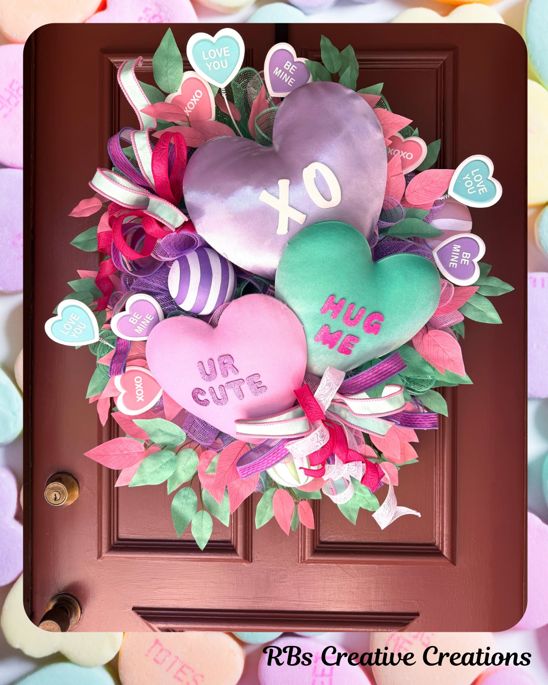 Valentine 💋 Candy Heart Front Door Wreath