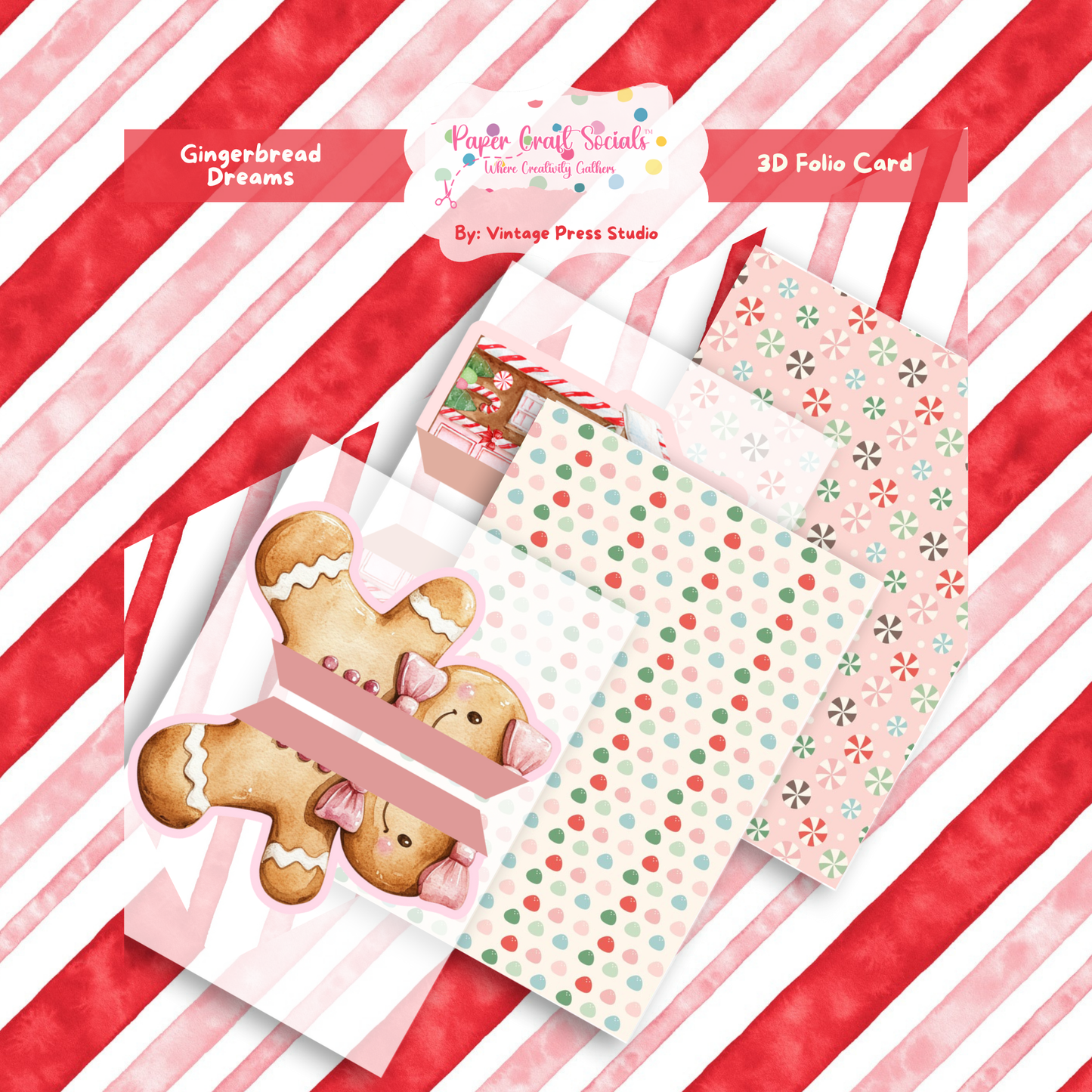 Gingerbread Dreams 3D Folio Card: Junk Journal Kit + Tutorial